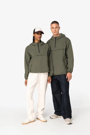 Wasserdichte, umweltfreundliche Unisex-Windjacke mit Viertel-Reißverschluss