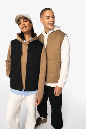 Umweltfreundlicher Gesteppte Unisex-Twill-Bodywarmer mit Teddykragen