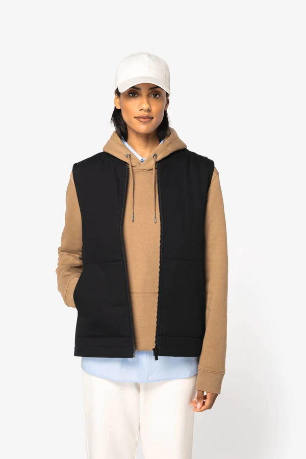 Umweltfreundlicher Gesteppte Unisex-Twill-Bodywarmer mit Teddykragen