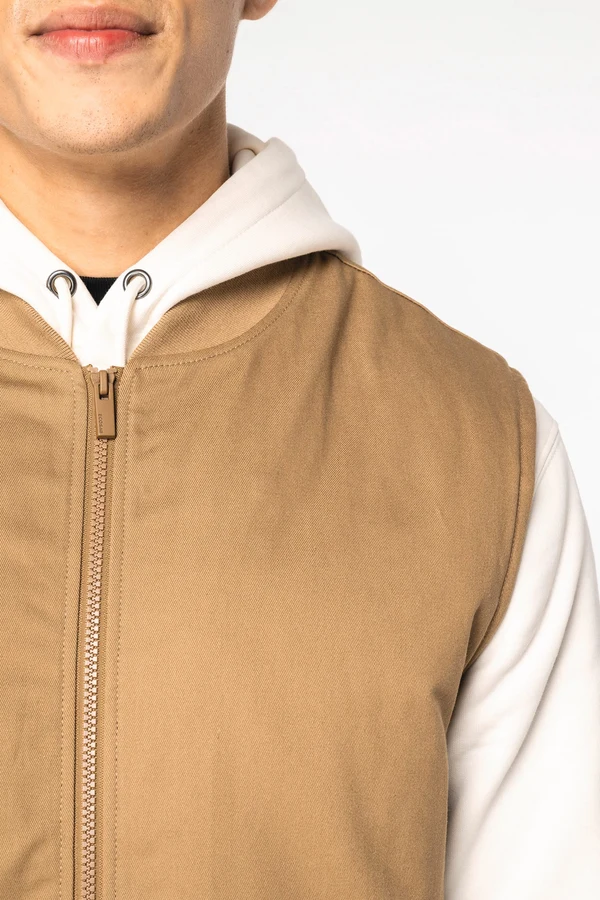 Umweltfreundlicher Gesteppte Unisex-Twill-Bodywarmer mit Teddykragen