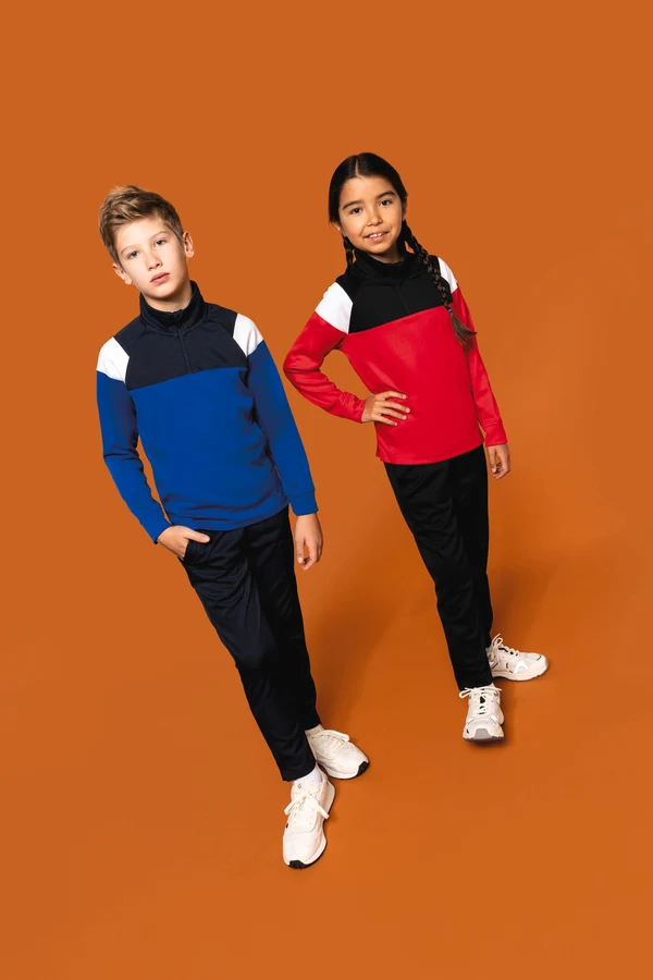 Kinder Trainings-Sweatshirt mit 1/4 Reißverschluss