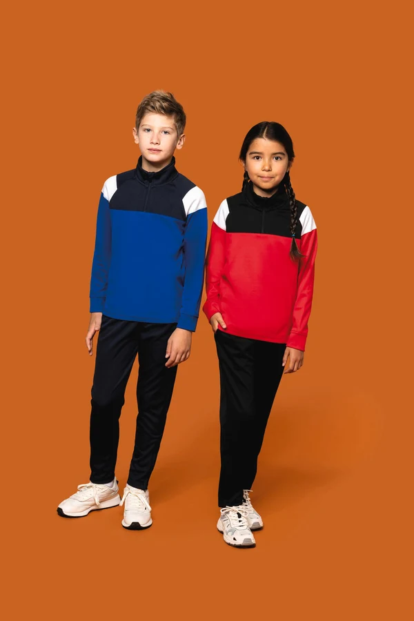 Kinder Trainings-Sweatshirt mit 1/4 Reißverschluss