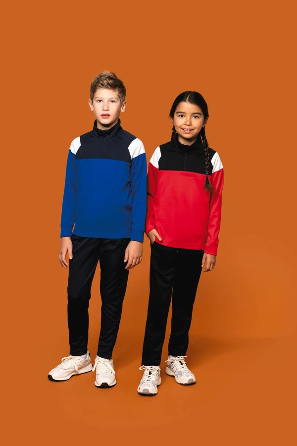 Kinder Trainings-Sweatshirt mit 1/4 Reißverschluss