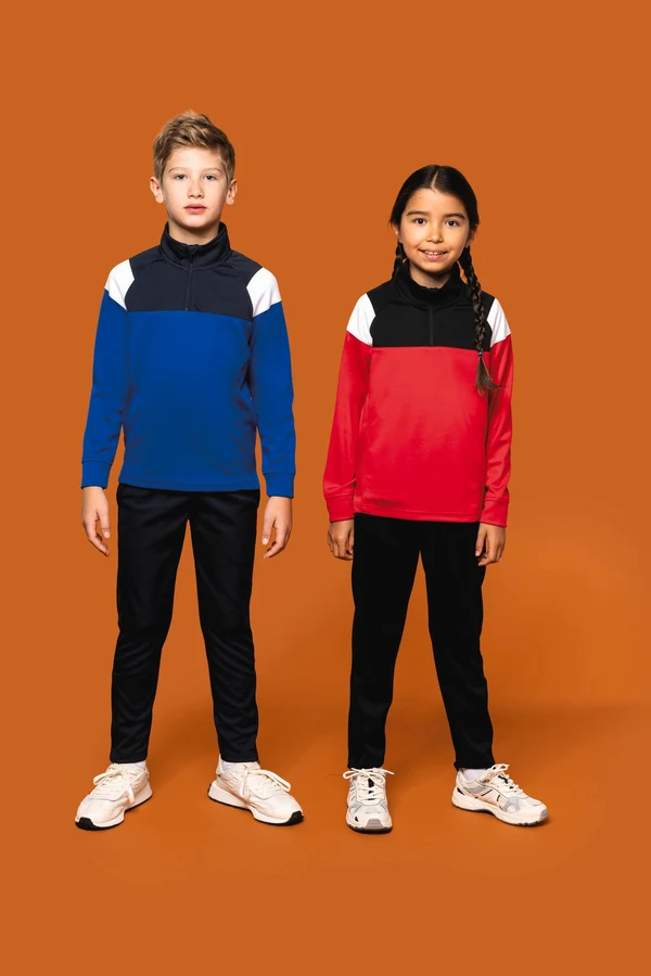 Kinder Trainings-Sweatshirt mit 1/4 Reißverschluss
