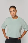 Damen Cropped-Sweatshirt mit kurzen Ärmeln und Rundhalsausschnitt