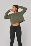 Damen Cropped-Sweatshirt mit Rundhalsausschnitt
