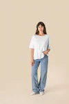 Umweltfreundliches Damen-Slub-Oversize-T-Shirt mit überschnittenen Schultern