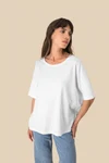 Umweltfreundliches Damen-Slub-Oversize-T-Shirt mit überschnittenen Schultern