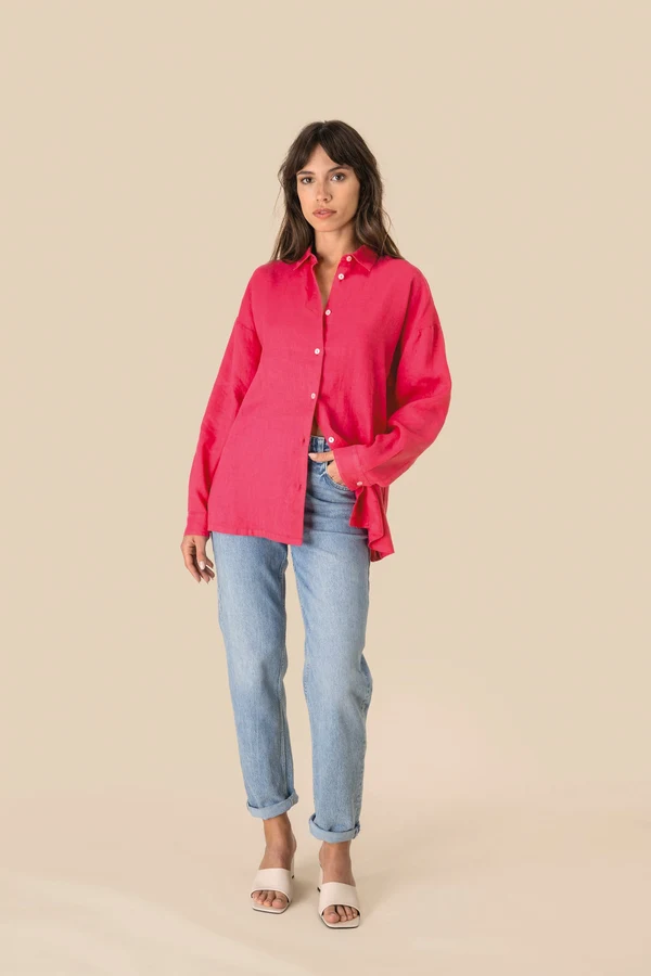 Oversize-Leinenhemd für Damen