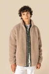 Unisex-Sweatshirt aus Sherpa mit Reißverschluss und überschnittenen Schultern