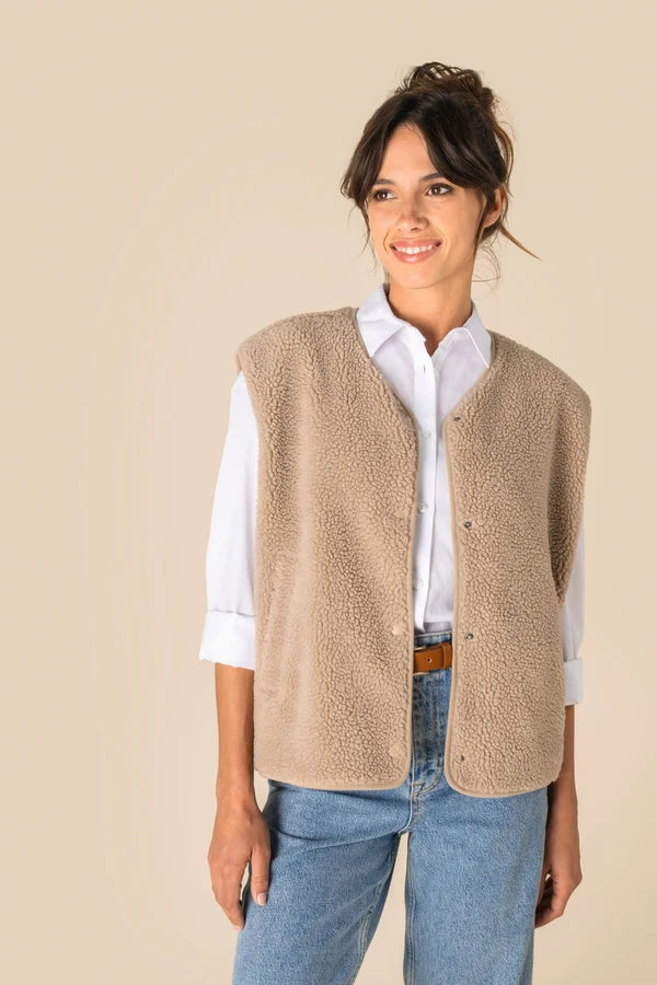 Ärmellose Sherpa-Jacke für Damen