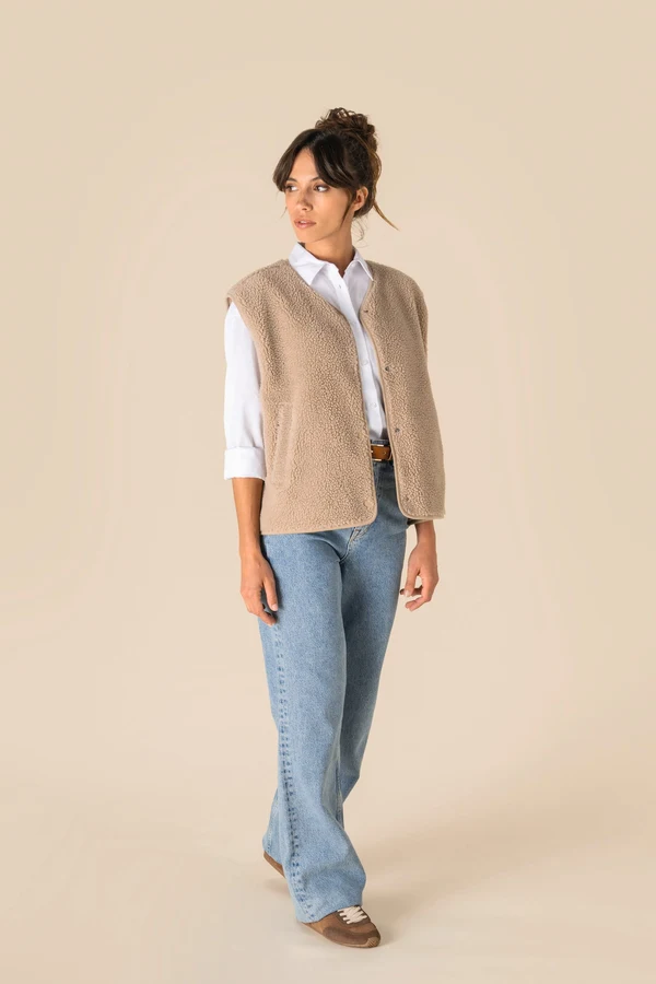 Ärmellose Sherpa-Jacke für Damen
