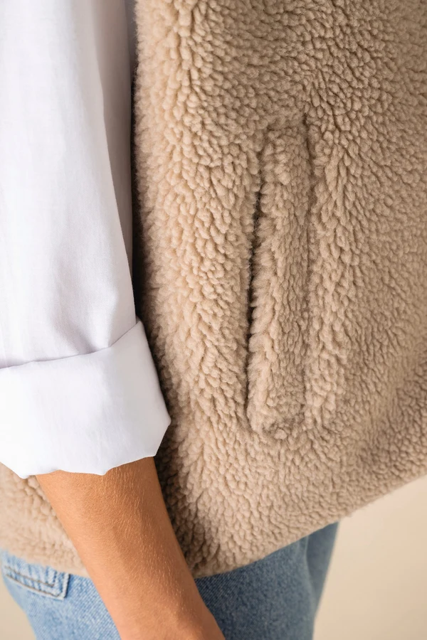 Ärmellose Sherpa-Jacke für Damen