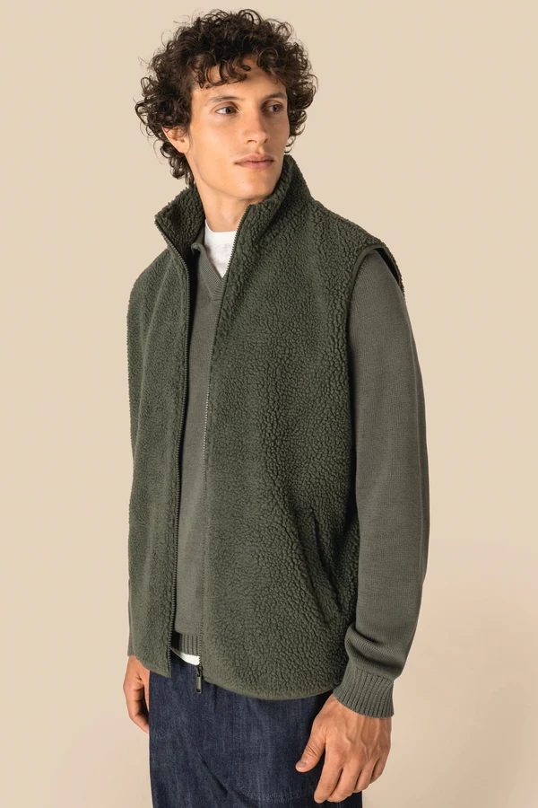 Ärmellose Sherpa-Jacke für Herren