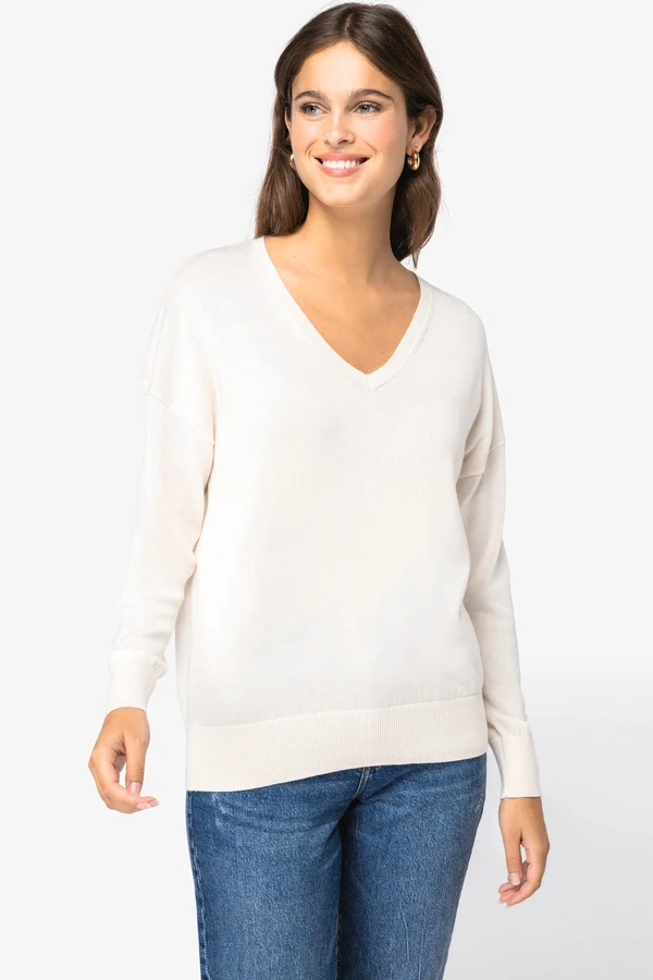 Umweltfreundlicher Damenpullover mit V-Ausschnitt aus Lyocell