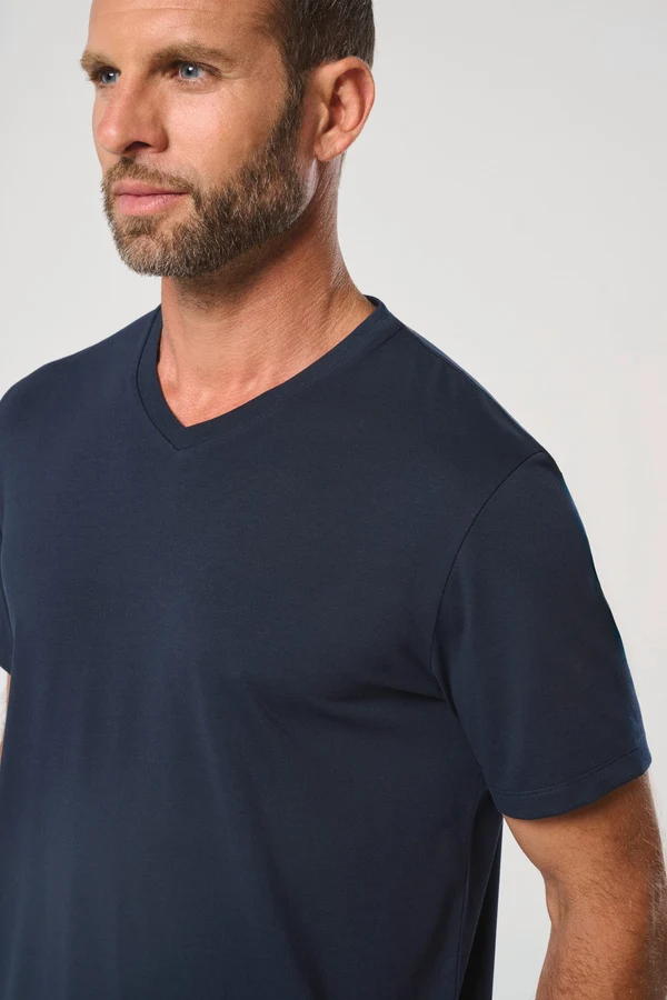 Antibakterielles, umweltfreundliches T-Shirt mit V-Ausschnitt für Herren