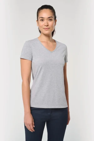 Antibakterielles, umweltfreundliches T-Shirt mit V-Ausschnitt für Damen