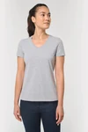 Antibakterielles, umweltfreundliches T-Shirt mit V-Ausschnitt für Damen