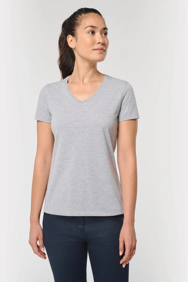 Antibakterielles, umweltfreundliches T-Shirt mit V-Ausschnitt für Damen