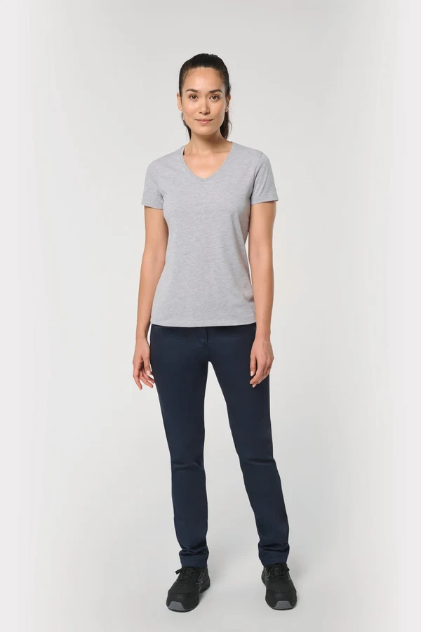 Antibakterielles, umweltfreundliches T-Shirt mit V-Ausschnitt für Damen