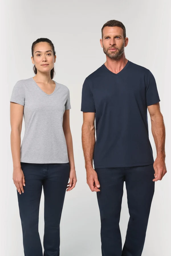 Antibakterielles, umweltfreundliches T-Shirt mit V-Ausschnitt für Damen