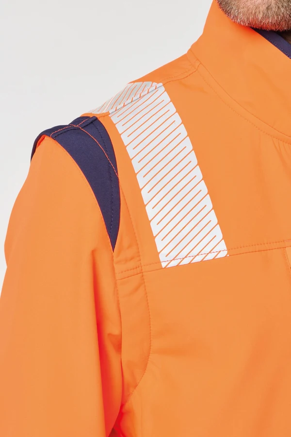 Recycelte Safety Softshell-Jacke mit abnehmbaren Ärmeln
