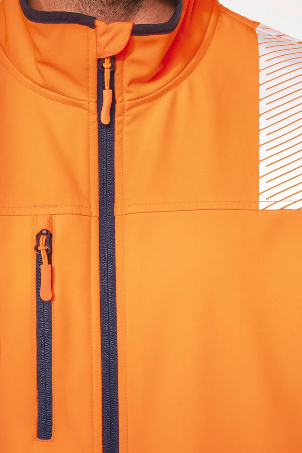 Recycelte Safety Softshell-Jacke mit abnehmbaren Ärmeln