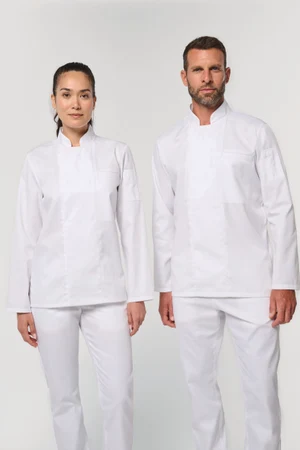 Umweltfreundliche, atmungsaktive Unisex-Kochjacke mit langen Ärmeln