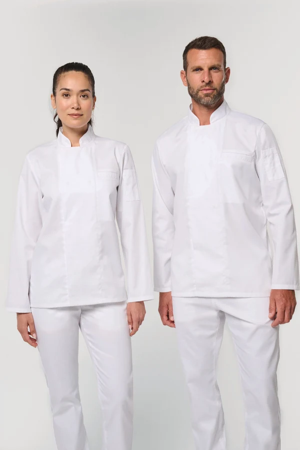 Umweltfreundliche, atmungsaktive Unisex-Kochjacke mit langen Ärmeln