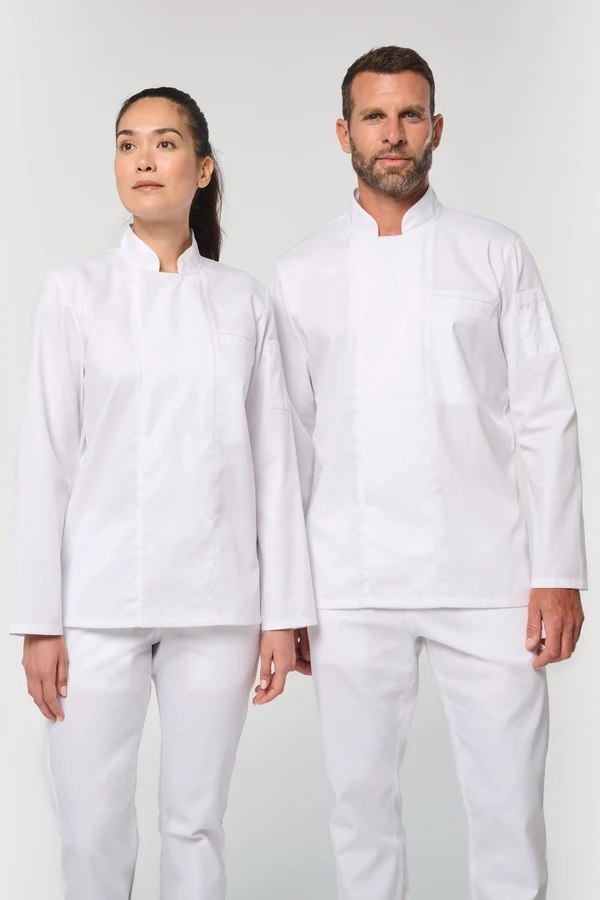 Umweltfreundliche, atmungsaktive Unisex-Kochjacke mit langen Ärmeln