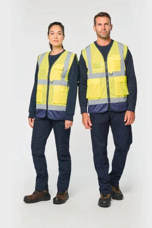 Recycelte HI-VIS SICHERHEITSWESTE mit Reißverschluss