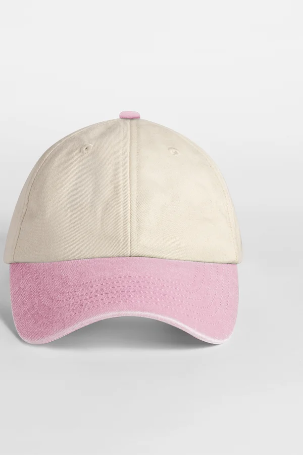 Kompakte Vintage-Cap mit kontrastfarbener Schirm Natural / Vintage Dusty Pink