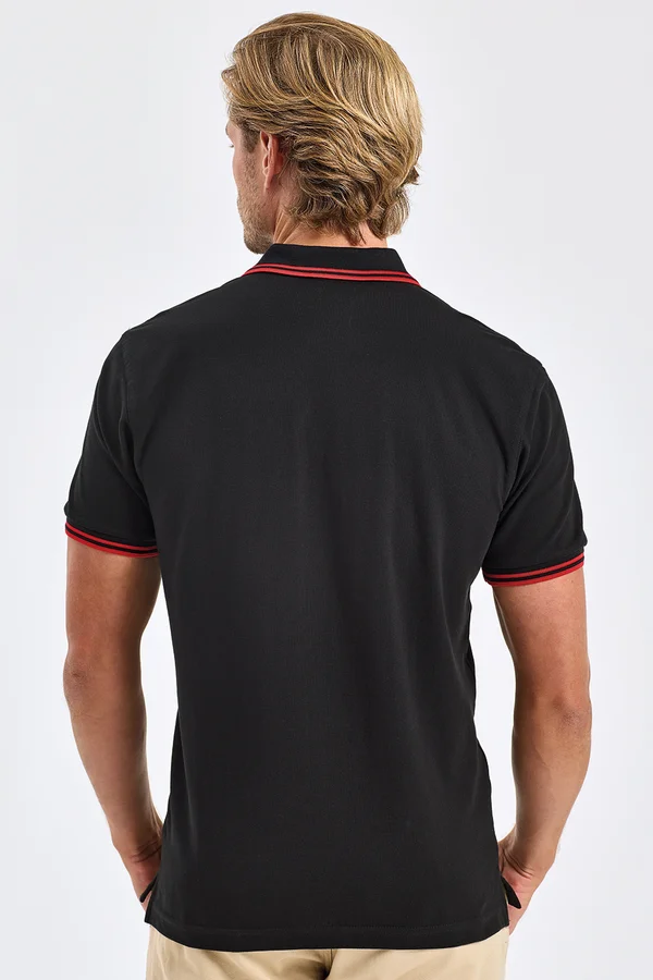Men´s Classic Fit Tipped Polo Black / Red