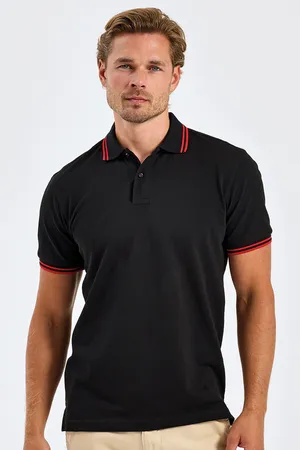 Men´s Classic Fit Tipped Polo Black / Red