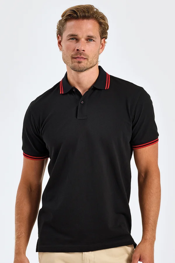 Men´s Classic Fit Tipped Polo Black / Red