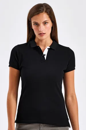 Women´s Classic Fit Contrast Polo Black / White