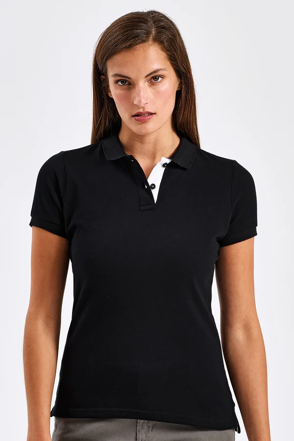 Women´s Classic Fit Contrast Polo Black / White