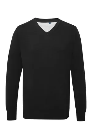 Men´s Cotton Blend V Neck Sweater Black