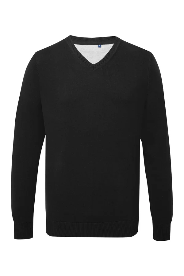 Men´s Cotton Blend V Neck Sweater Black