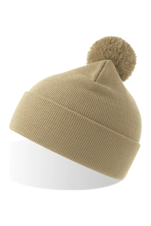 Wind-S Beanie with Pompom Beige