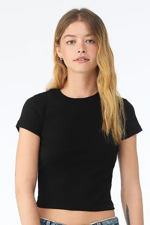 Women´s Micro Rib Baby Tee Solid Black Blend