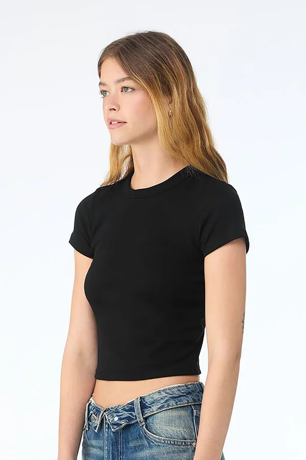 Women´s Micro Rib Baby Tee Solid Black Blend