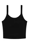 Women´s Micro Rib Spaghetti Strap Tank Solid Black Blend