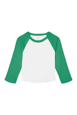 Women´s Micro Rib 3/4 Raglan Baby Tee White / Kelly