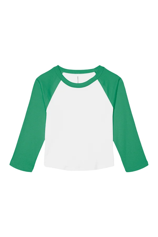 Women´s Micro Rib 3/4 Raglan Baby Tee White / Kelly