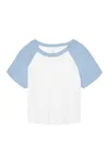 Women´s Micro Rib Raglan Baby Tee White / Babyblue
