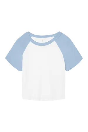 Women´s Micro Rib Raglan Baby Tee White / Babyblue