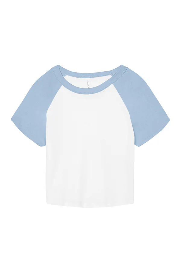 Women´s Micro Rib Raglan Baby Tee White / Babyblue
