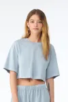 Women´s Heavyweight Washed Cropped Tee Light washed denim