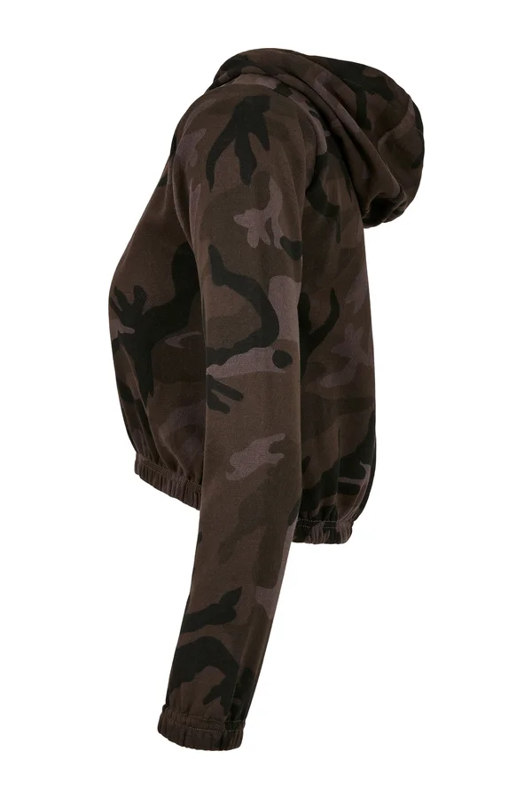Ladies Camo Cropped Hoody Dark Camo